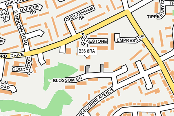 B36 8RA map - OS OpenMap – Local (Ordnance Survey)