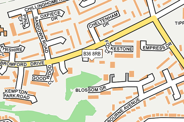 B36 8RB map - OS OpenMap – Local (Ordnance Survey)