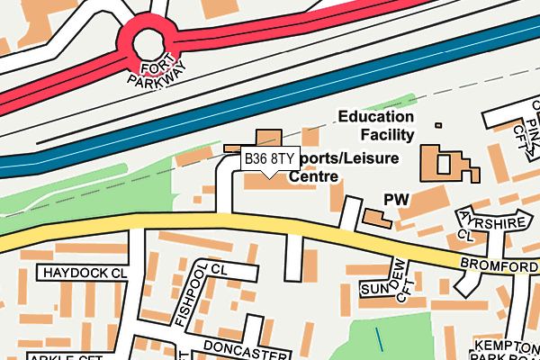 B36 8TY map - OS OpenMap – Local (Ordnance Survey)