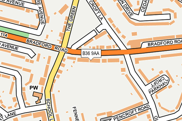 B36 9AA map - OS OpenMap – Local (Ordnance Survey)