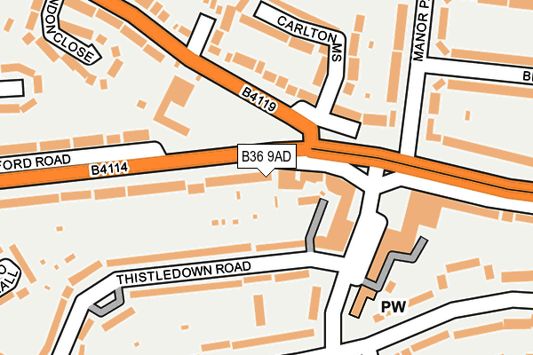 B36 9AD map - OS OpenMap – Local (Ordnance Survey)