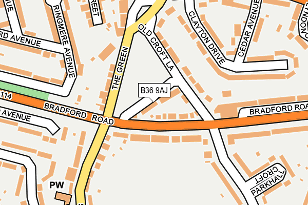 B36 9AJ map - OS OpenMap – Local (Ordnance Survey)