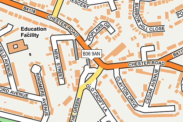 B36 9AN map - OS OpenMap – Local (Ordnance Survey)