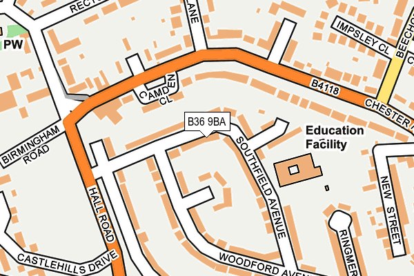 B36 9BA map - OS OpenMap – Local (Ordnance Survey)