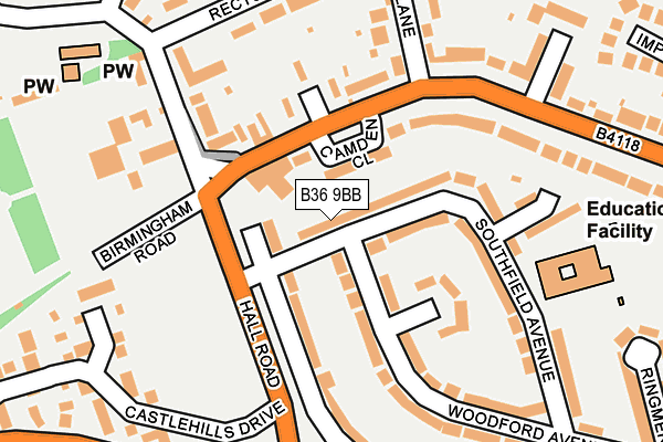 B36 9BB map - OS OpenMap – Local (Ordnance Survey)
