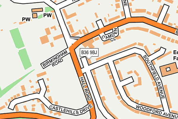 B36 9BJ map - OS OpenMap – Local (Ordnance Survey)