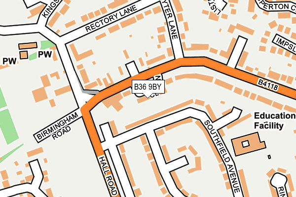 B36 9BY map - OS OpenMap – Local (Ordnance Survey)