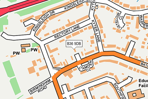 B36 9DB map - OS OpenMap – Local (Ordnance Survey)