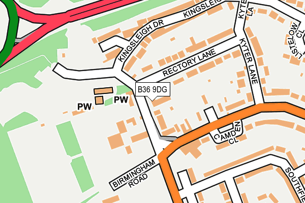 B36 9DG map - OS OpenMap – Local (Ordnance Survey)