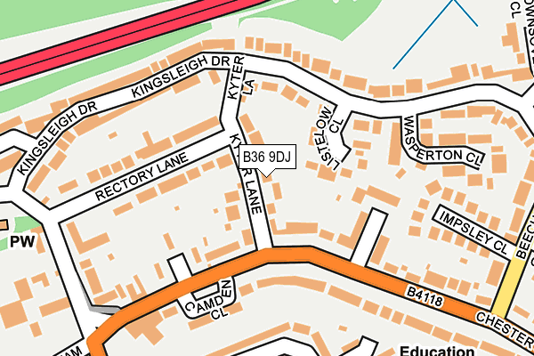 B36 9DJ map - OS OpenMap – Local (Ordnance Survey)