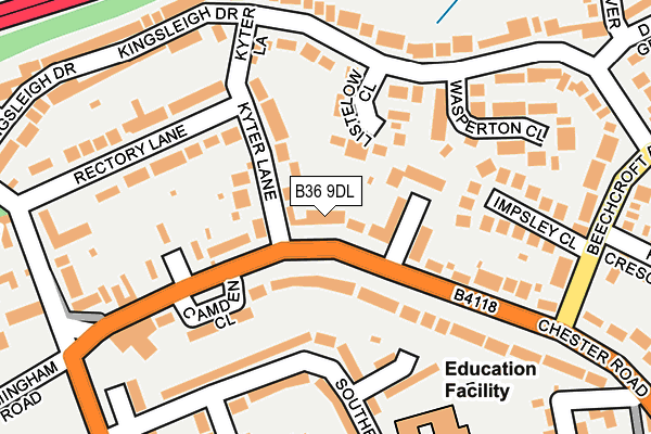 B36 9DL map - OS OpenMap – Local (Ordnance Survey)