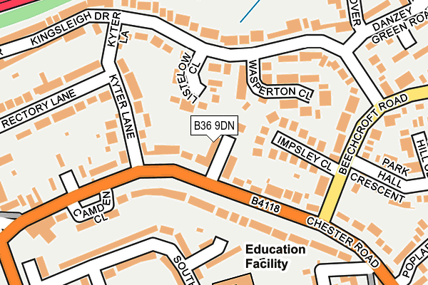 B36 9DN map - OS OpenMap – Local (Ordnance Survey)