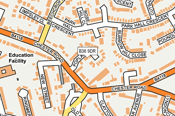 B36 9DR map - OS OpenMap – Local (Ordnance Survey)