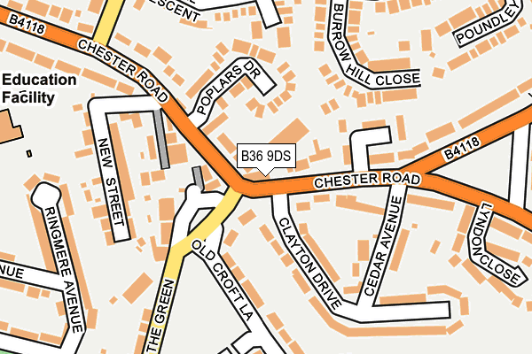 B36 9DS map - OS OpenMap – Local (Ordnance Survey)