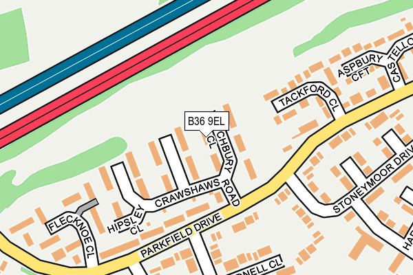 B36 9EL map - OS OpenMap – Local (Ordnance Survey)