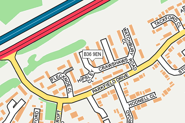 B36 9EN map - OS OpenMap – Local (Ordnance Survey)