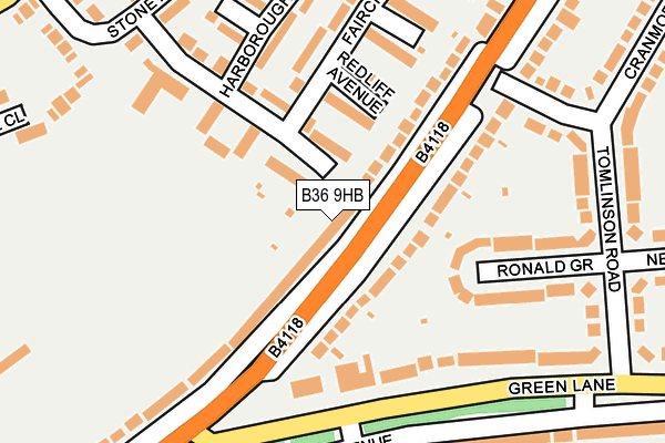 B36 9HB map - OS OpenMap – Local (Ordnance Survey)