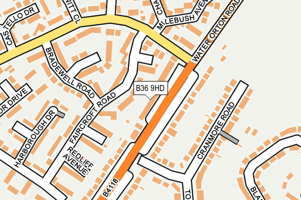 B36 9HD map - OS OpenMap – Local (Ordnance Survey)