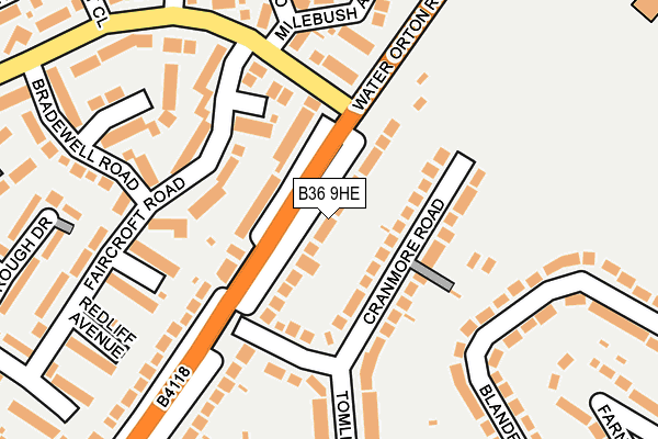 B36 9HE map - OS OpenMap – Local (Ordnance Survey)