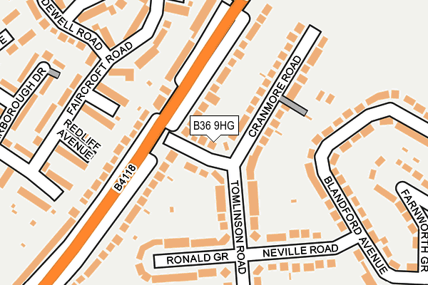 B36 9HG map - OS OpenMap – Local (Ordnance Survey)