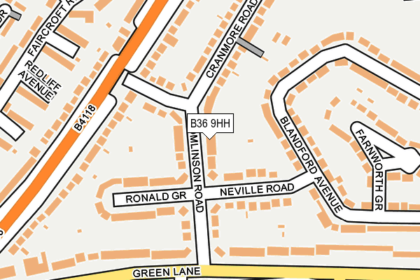 B36 9HH map - OS OpenMap – Local (Ordnance Survey)