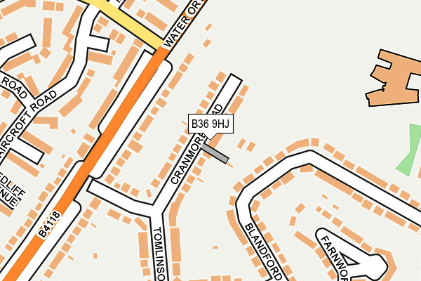 B36 9HJ map - OS OpenMap – Local (Ordnance Survey)
