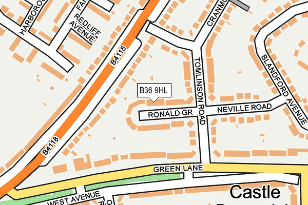 B36 9HL map - OS OpenMap – Local (Ordnance Survey)