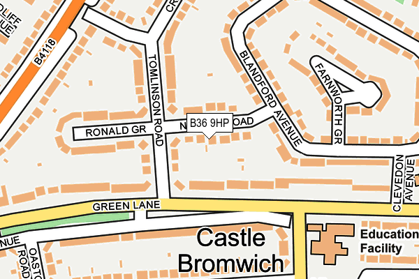 B36 9HP map - OS OpenMap – Local (Ordnance Survey)