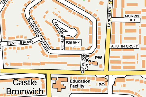 B36 9HX map - OS OpenMap – Local (Ordnance Survey)