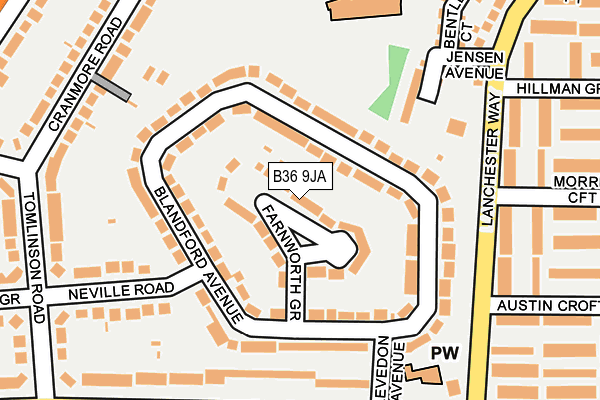 B36 9JA map - OS OpenMap – Local (Ordnance Survey)