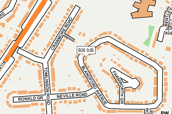 B36 9JB map - OS OpenMap – Local (Ordnance Survey)