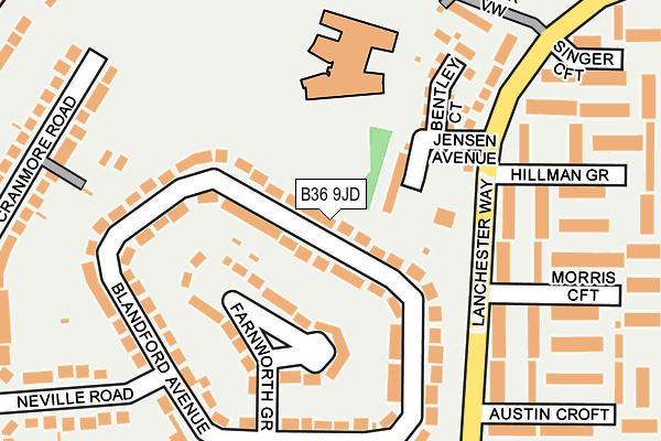 B36 9JD map - OS OpenMap – Local (Ordnance Survey)