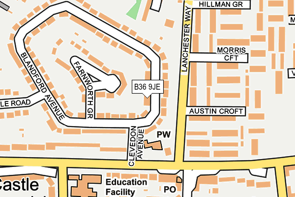 B36 9JE map - OS OpenMap – Local (Ordnance Survey)