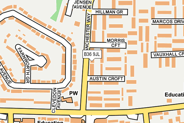 B36 9JL map - OS OpenMap – Local (Ordnance Survey)