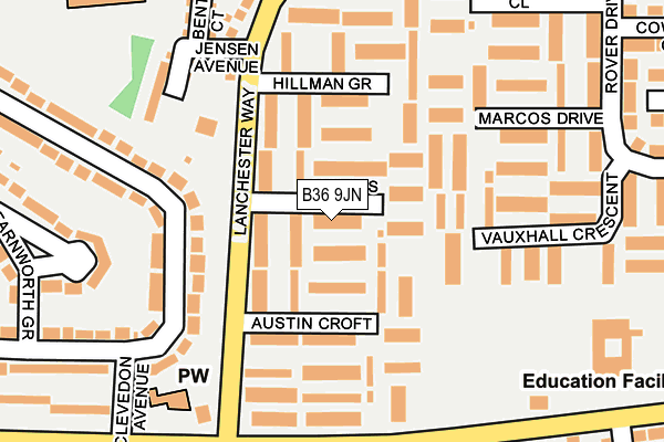 B36 9JN map - OS OpenMap – Local (Ordnance Survey)