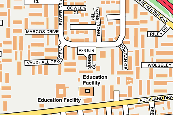 B36 9JR map - OS OpenMap – Local (Ordnance Survey)