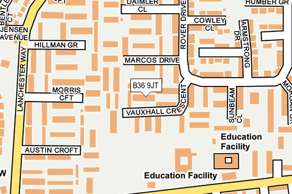 B36 9JT map - OS OpenMap – Local (Ordnance Survey)