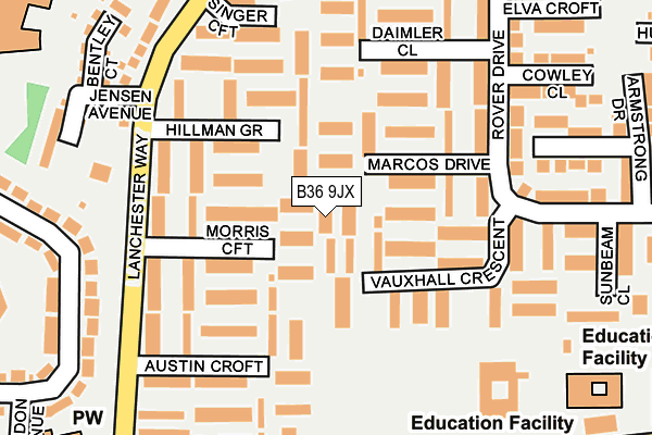 B36 9JX map - OS OpenMap – Local (Ordnance Survey)