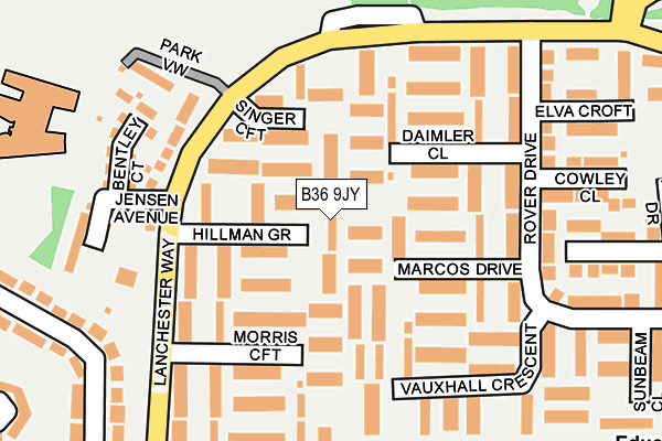 B36 9JY map - OS OpenMap – Local (Ordnance Survey)