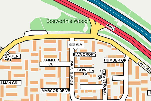 B36 9LA map - OS OpenMap – Local (Ordnance Survey)