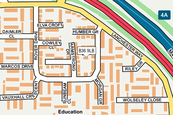 B36 9LB map - OS OpenMap – Local (Ordnance Survey)