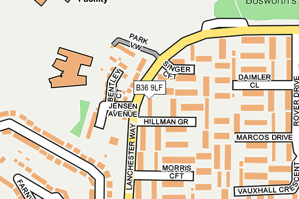 B36 9LF map - OS OpenMap – Local (Ordnance Survey)