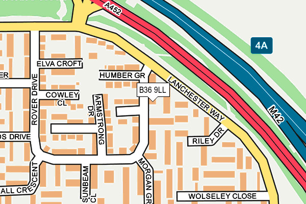 B36 9LL map - OS OpenMap – Local (Ordnance Survey)