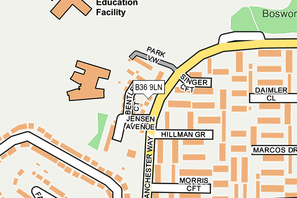 B36 9LN map - OS OpenMap – Local (Ordnance Survey)
