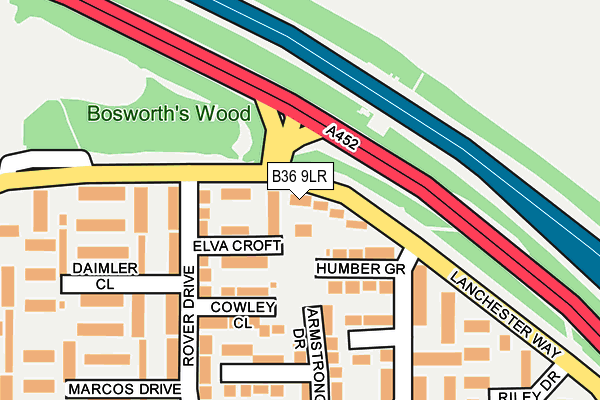 B36 9LR map - OS OpenMap – Local (Ordnance Survey)