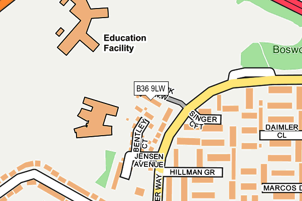 B36 9LW map - OS OpenMap – Local (Ordnance Survey)