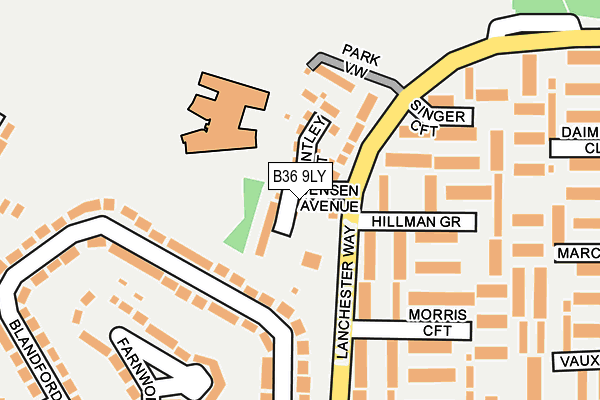 B36 9LY map - OS OpenMap – Local (Ordnance Survey)