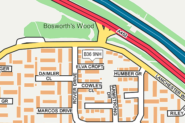 B36 9NH map - OS OpenMap – Local (Ordnance Survey)