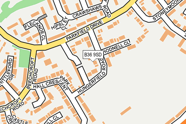 B36 9SD map - OS OpenMap – Local (Ordnance Survey)