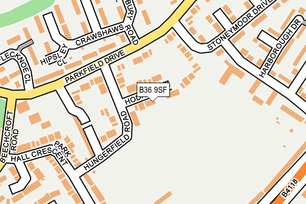 B36 9SF map - OS OpenMap – Local (Ordnance Survey)